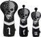 mytag Golf Skull Skeleton Head Cover, Black Leather Golf Club Headcovers Set for Driver, Fairway Wood