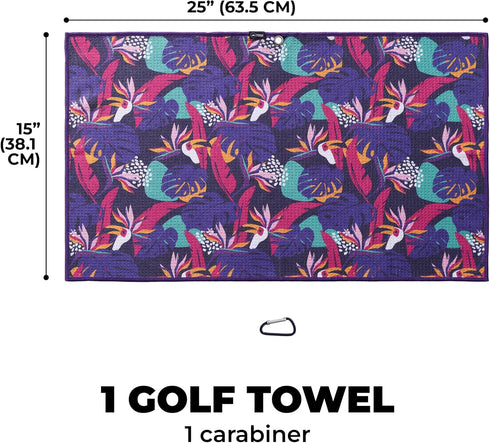 Tough Outdoors Golf Towel (15"x 25") - Microfiber Golf Bag Towel with Clip for Men & Women