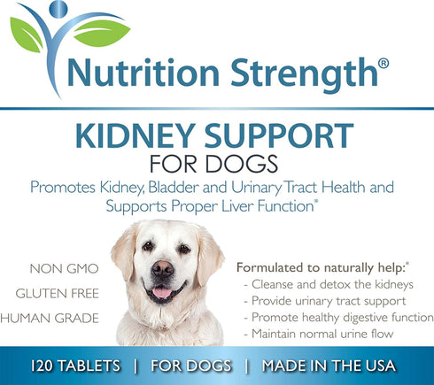 Kidney Support for Dogs, Renal, Bladder and Urinary Tract Health Supplement with Organic Cranberry - 120 Tablets