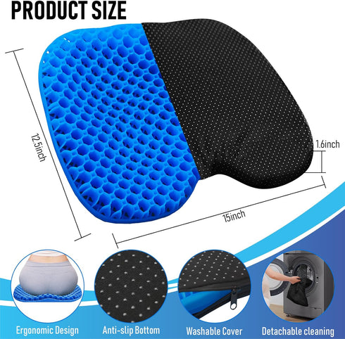 Kayak Seat Cushion, Thicken Anti Slip Waterproof Gel Kayak Seat, Portable Canoe Rowing Pad for Fishing