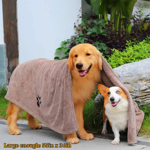 Extra Large Dog Towels for Drying Dogs, Super Absorbent Soft Microfiber Bath Grooming Towel for Pets (XL-55" * 36",