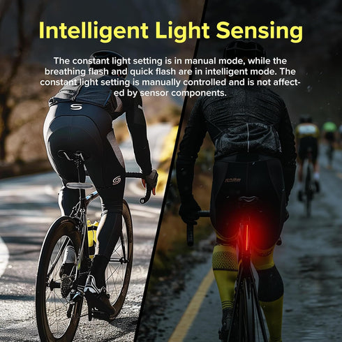 Smart Bicycle Brake Tail Light with Vibration Sensing, Wireless Remote Turn Signals, USB-C Rechargeable Rear Lights