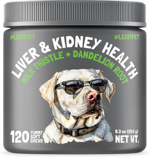 Liver & Kidney Support for Dogs Detox Natural Supplement with Milk Thistle