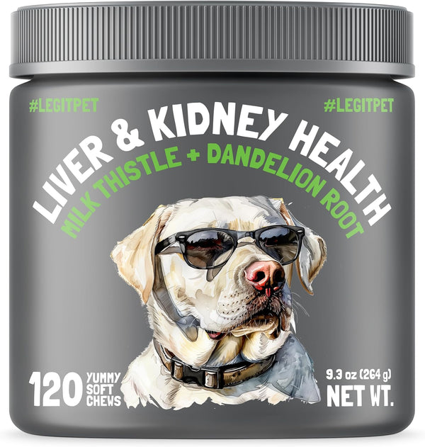 Liver & Kidney Support for Dogs Detox Natural Supplement with Milk Thistle