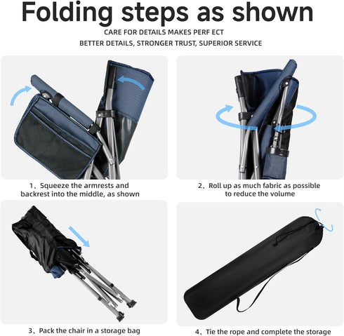 400 LBS, Folding Camping Chair with Cup Holder and Storage Bag, Heavy Duty Support Oversized Collapsible Portable