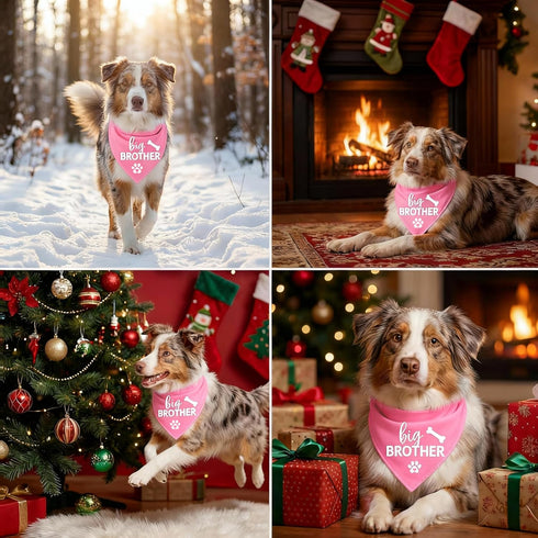 2 Pack Big Brother Dog Bandana Baby Announcement Dogs Bandanas Pink Gender Reveal Big Brother Bandana for Dog Pet Scarf