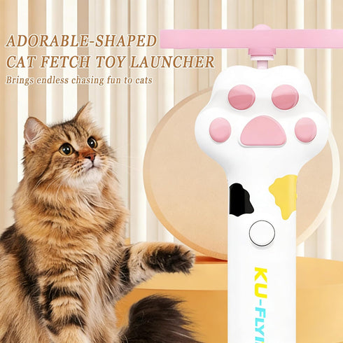 Orebog 10 Cat Fetch Toy Launcher,Flying Disc Launcher Toy Rechargeable with Flying Discs,Flying Cat Toy Disc Launcher