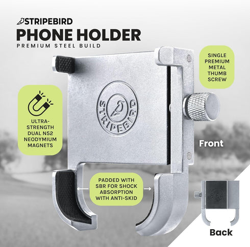 Original Magnetic Golf Cart Phone Holder - Neodymium N52 Magnets Cell Phone Mount for iPhone, Samsung & Others