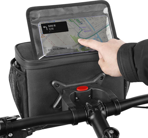Himiway Multifunctional Bike Handlebar Bag, IP65 Waterproof with Foldable TPU Phone Holder & 2 Bottle Mesh Bags