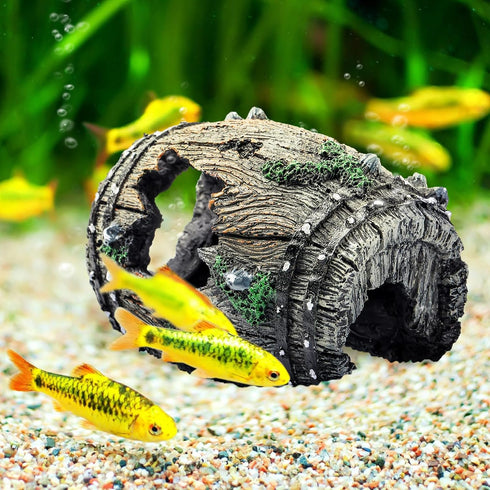 4 Pcs Fish Tank Decorations, Broken Barrel Aquarium Ornaments for Betta Hideout, Large Fish Tank or Small Shrimp