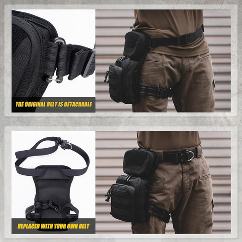 CLTAC Pack Tactical Drop Leg Bag Utility Pouch Molle for Outdoor Motorcycle Cycling Hunting Hiking with CCW Gun Holster