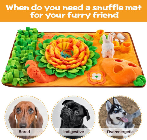 (29.5''x18.9'') Pet Snuffle Mat for Dogs Sniff Mat Nosework Feeding Mat Slow Feeder Interactive Dog Puzzle Toys