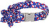 Lionet Paws 4th of July Dog Collar, Cute Flower Design for Medium Large Female Dogs with Sundae L