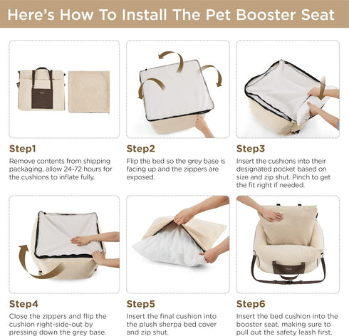 Lesure Small Dog Car Seat for Small Dogs - Dog Booster Seat for Car with Waterproof Bottom, Clip-On Safety Leash