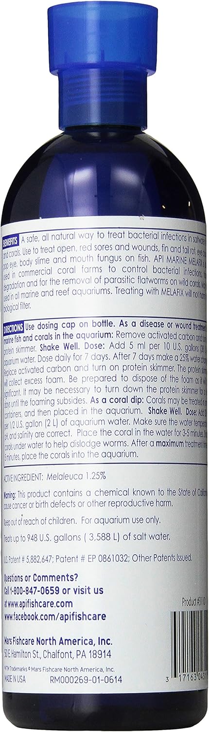 API MARINE MELAFIX Saltwater Fish and Coral Bacterial Infection Remedy, 16-Ounce Bottle (311D).