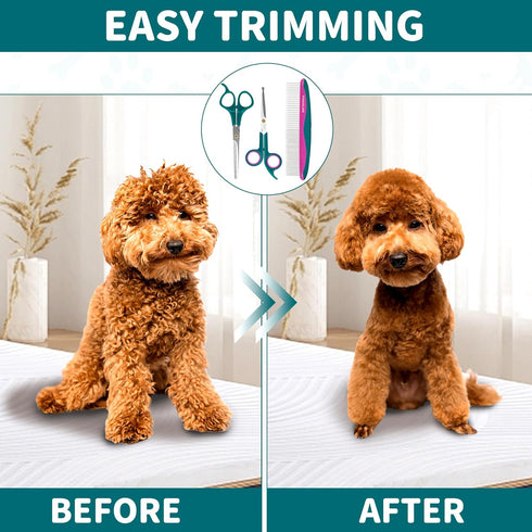 Trimming, (Set 3) Professional Pet Grooming Kit, Stainless Steel Dog & Cat Grooming Shears with Rounded Tip Blades
