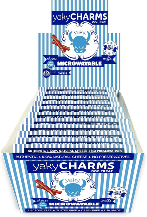 Himalayan Dog Chew YakyCharms Bacon Popcorn Dog Treats | 100% Yak Cheese, Microwavable, Gluten Free, 12 Pack, White