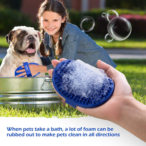 Dog Bath Brush - ROPO Rubber Massage Pet Shampoo Brush for Grooming, Removing Shedding Fur, Suitable for Dogs and Cats
