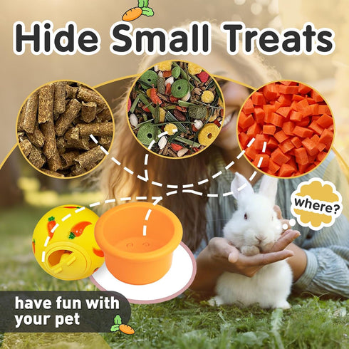 Iffitya 8 Pcs Colorful Stacking Cups and a Ball for Rabbits, Colorful Bunny Cups for Rabbits and Small Animals, Nesting