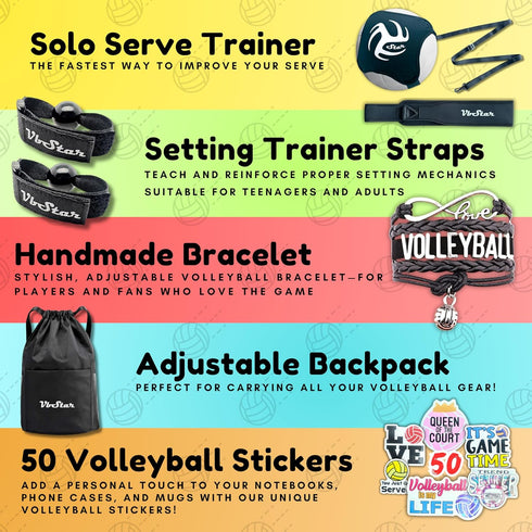 Volleyball Training Equipment Aid - Perfect Solo Serve & Spike Trainer for Beginners & Pros