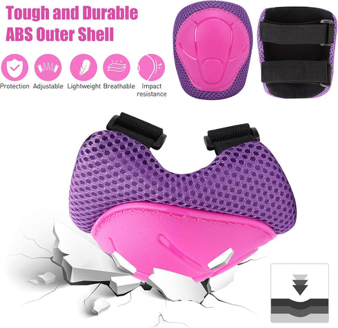 SAMIT Knee Pads for Kids 3-8 Years, Boys Girls Protective Gear Set, Toddler Knee and Elbow Pads with Wrist Guards, 6 in