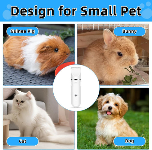 Lyrzzey 2 1 Guinea Pig & Rabbit Grooming Kit in Cordless Hair Clipper & Nail Grinder for Small Animals Low-Noise