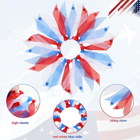 Weewooday 3 Pieces Girl Dog Costume, Patriotic 4th of July Tutu Skirt and Bowtie Headband for Small Dog Decorations