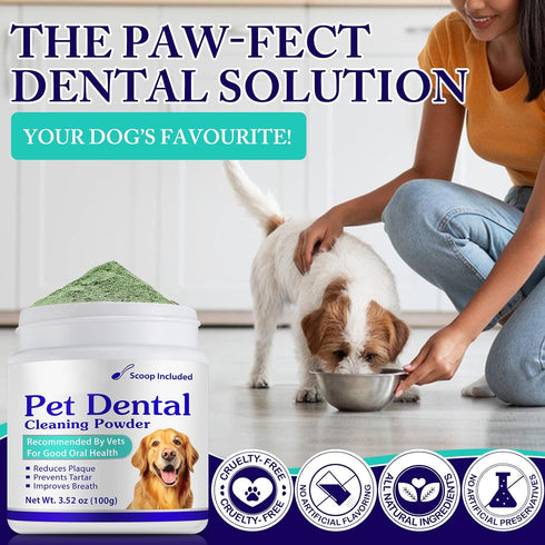 Peesnb Dog Teeth Cleaning Powder - Dog Dental Powder - Dog Breath Freshener - Targets Tartar & Reduces Plaque & Bad