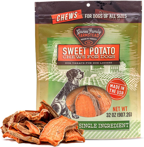 Gaines Family Farmstead Sweet Potato Chews - Dog Treats Made in The USA, High in Fiber, 32 Ounce Bag