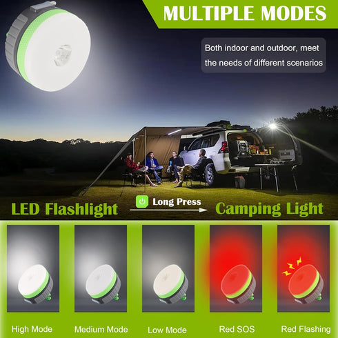 LIT-PaTH LED Camping Lantern - Rechargeable Light with Magnet Base, 2200 mAh, Medium Green, 1 Pack for Emergencies