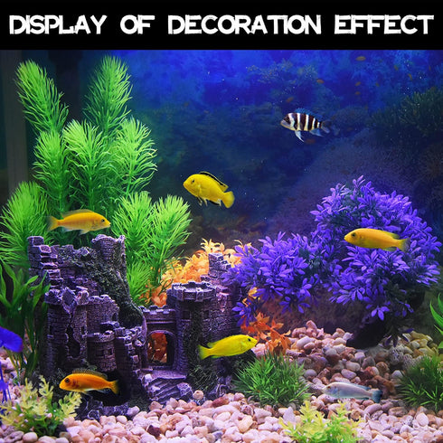Aquarium Decorations, Castle Fish Tank Bubbler for Aquatic Pets to Breed, Play and Rest