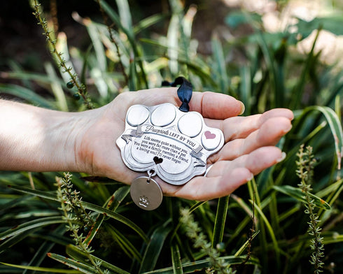 Pet Memorial Ornament, 3" Metal Casted Paw Print Design with Engravable Drop Pendant, Remembrance Gift