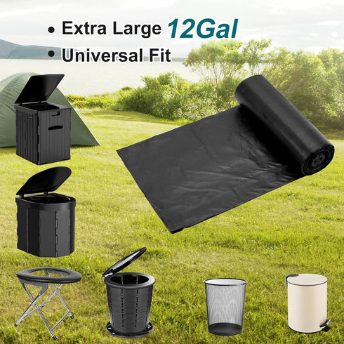 80 1.2 Portable Toilet Bags, Camp Toilet Liner for Porta Potty, Bucket Toilet, Mil Disposable Trash Bag for Camping
