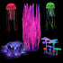 Lpraer 5 Pack Glow Aquarium Decorations, Kelp Coral Mushroom Jellyfish Simulation Plants for Fish Tank