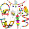 ESRISE Bird Parakeet Cockatiel Toys - Parrots Cage Hammock Swing Climbing Ladders Wooden Perch Chewing Toy for Budgies
