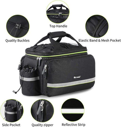 West Biking Waterproof Bike Rear Pannier Bag, 35L Large Capacity Multi-Function Bicycle Rack Carrier Bag