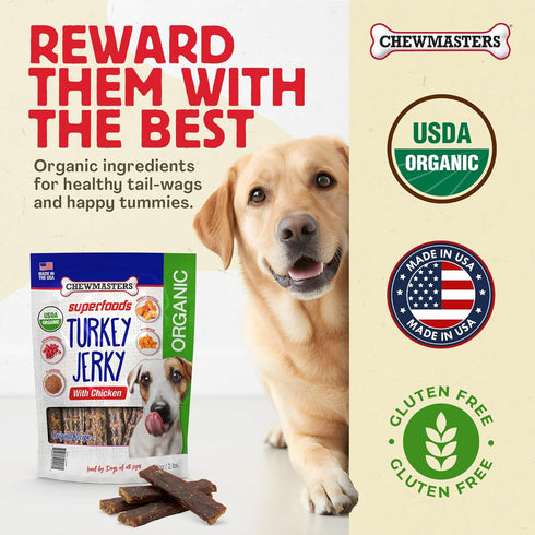 2lb Chewmasters Organic Turkey Jerky with Chicken Dog Treat for All Life Stages - Fresh and Healthy Turkey Dog Treats