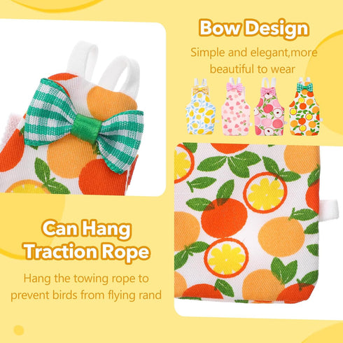 HekouJiub 4Pcs Bird Diaper - Cute Pet Bird Diaper with Waterproof Inner, Reusable Flight Suit for Cockatiel Parakeet