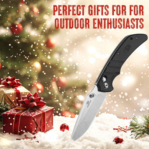 Mossy Oak Folding Pocket Knife - 4" Stonewash Tactical Knife with G10 Handle for Camping