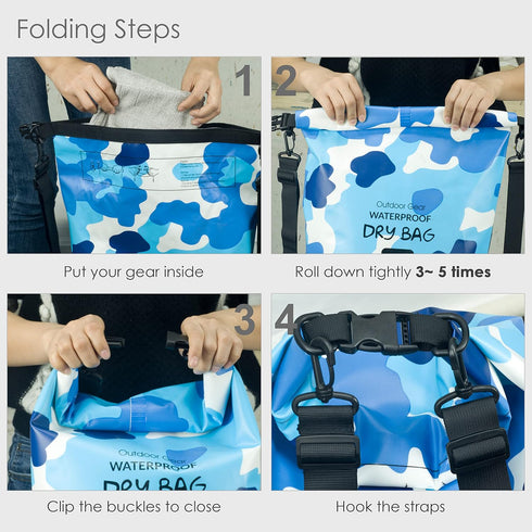Waterproof Dry Bag Backpack - 5L/10L/20L/30L/40L Roll Top Floating Storage Bags for Kayaking, Boating, Hiking