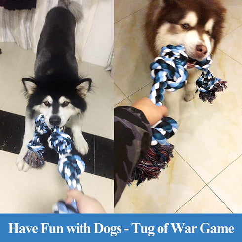 Dog Toys for Aggressive Chewers, Tough Rope Chew Toys for Large Medium Dogs, 3 Feet 5 Knots Cotton Rope