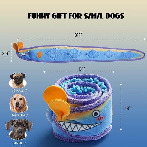 Nocciola No Stuffing Eel Crinkle Dog Squeaky Toys - Durable Tug of War Toys for All Breeds