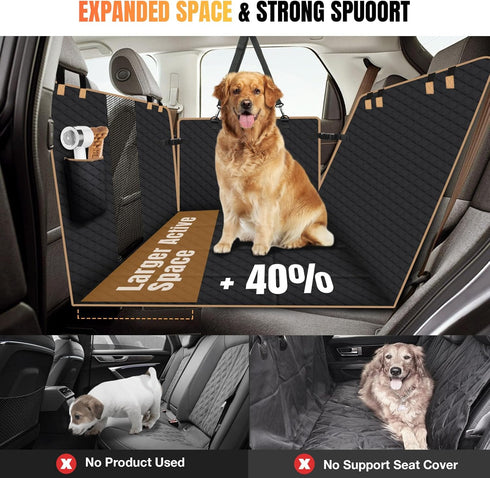 420lbs Hammock Hard Bottom Dog Car Seat Cover for Back Seat, Holds - Waterproof Sturdy Nonslip for Cars/Trucks/SUVs