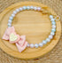 KUDES Adjustable Dog Necklace, Elegant Princess Style Pink Pearl Collar with Bow for Female Dogs, 2XL (18.8-21.6 Inches)