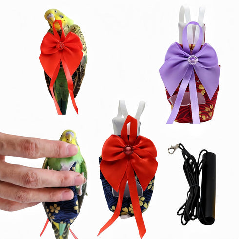 Magnoloran 2Pcs Bird Diapers Bird Harness Flight Suits Diapers with 80in Flying Leash