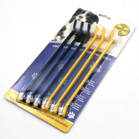 Dog Toothbrush Set of 3 - Dual Headed Dental Hygiene Brushes for Small to Large Dogs, Cats