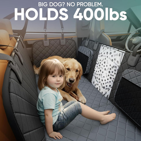 Sajoda 900D 400lbs, Hammock Hard Bottom Dog Car Seat Cover for Back Seat, Oxford Waterproof Pet Seat Extender Supports