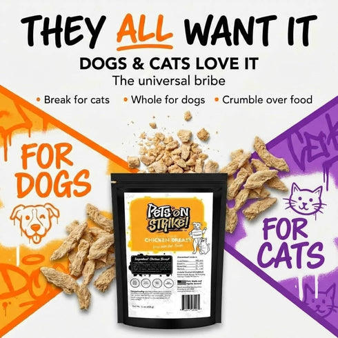 (16oz) Freeze Dried Chicken Breast for Dogs & Cats Single Ingredient Dog Treats USA Sourced & Made High Protein, All