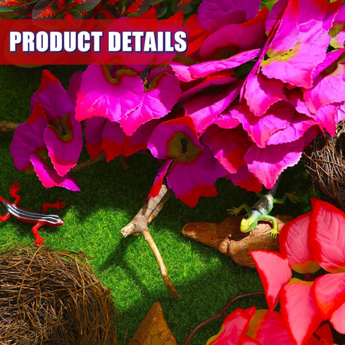 WILLBOND Artificial Reptile Plants, 6 Pcs Plastic Hanging Terrarium Leaves with Suction Cups