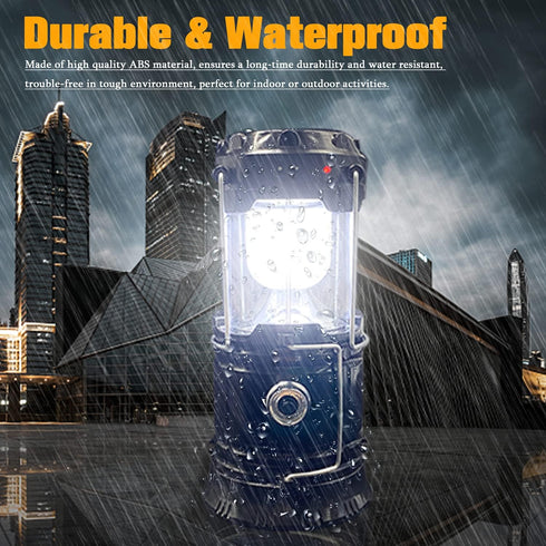 XTAUTO 4-Pack Collapsible Portable LED Camping Lantern Lightweight Waterproof Solar USB Rechargeable LED Flashlight